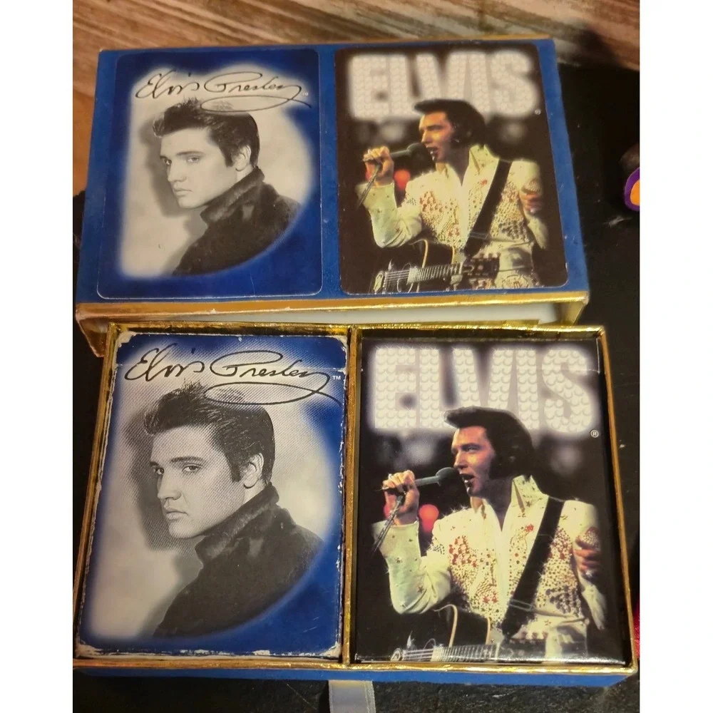 Elvis Presley Memorabilia Set Playing Cards Satin Boots Ornaments 2001 Standee